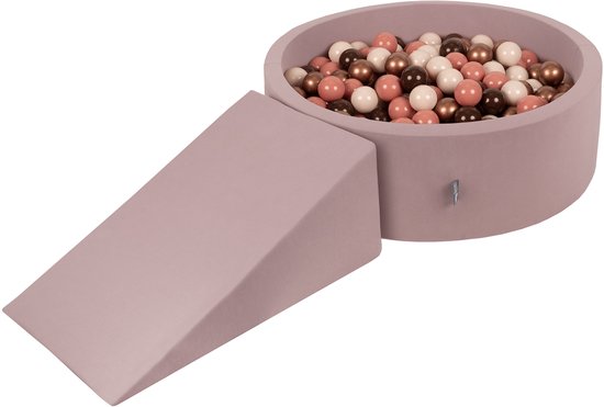 KiddyMoon Speeltuin PPZP-OK30D-112 met ballen heide: bruin-koper-pastel-beige-haar zwembad 100 met wig, Speeltuin