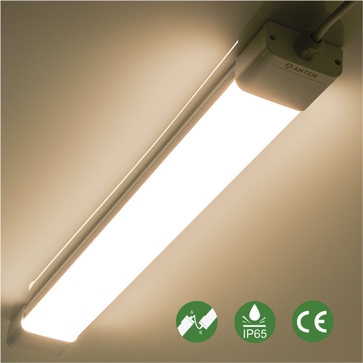 ANTENLICHT LED Vochtbestendige Armatuur Led Verlichting met Armatuur 120 cm 36W 4000K 3300lm Plafondlamp LED TL Werklamp - Warm wit