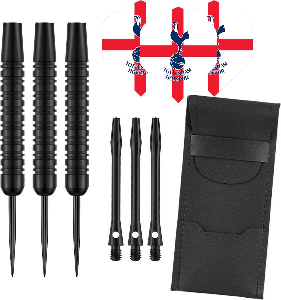 Darts Set Black - dartpijlen - Tottenham Hotspur - dart shafts - dart flights - 23 gram - dartspijlen