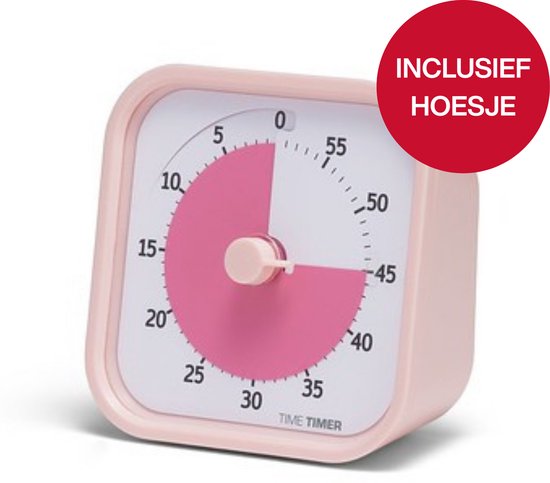 Time Timer® MOD Home Editie - Peony Pink - 60 Minuten - Inclusief Hoesje Fern Green