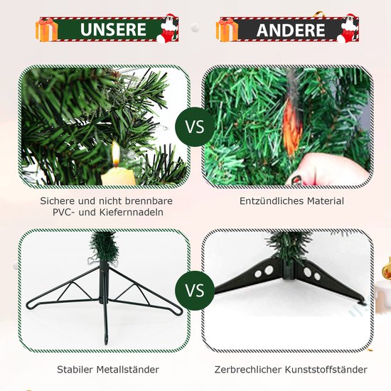 COSTWAY 210cm Kunstmatige halve kerstboom verlicht