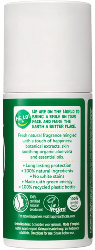 Happy Earth 100% Natuurlijke Deodorant Roller Bergamot Cedarwood - 75 ml