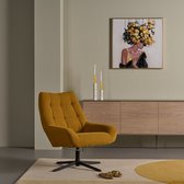 Draaifauteuil Vrijhoeve - Stof - Geel - 73x88x82 cm (BxHxD) - Met Armleuning