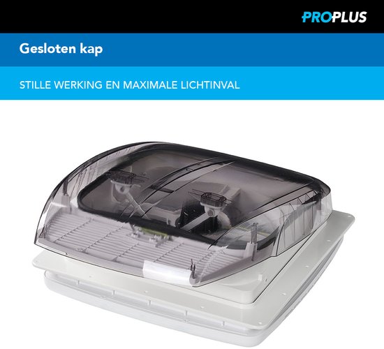 ProPlus Dakluik DeLuxe - 40 x 40 cm - 12 Volt - LED-verlichting - Touchscreen, Afstandsbediening & Stille Ventilator - Insectenhor - Dakraam Caravan - Transparant van ProPlus — afbeelding 4