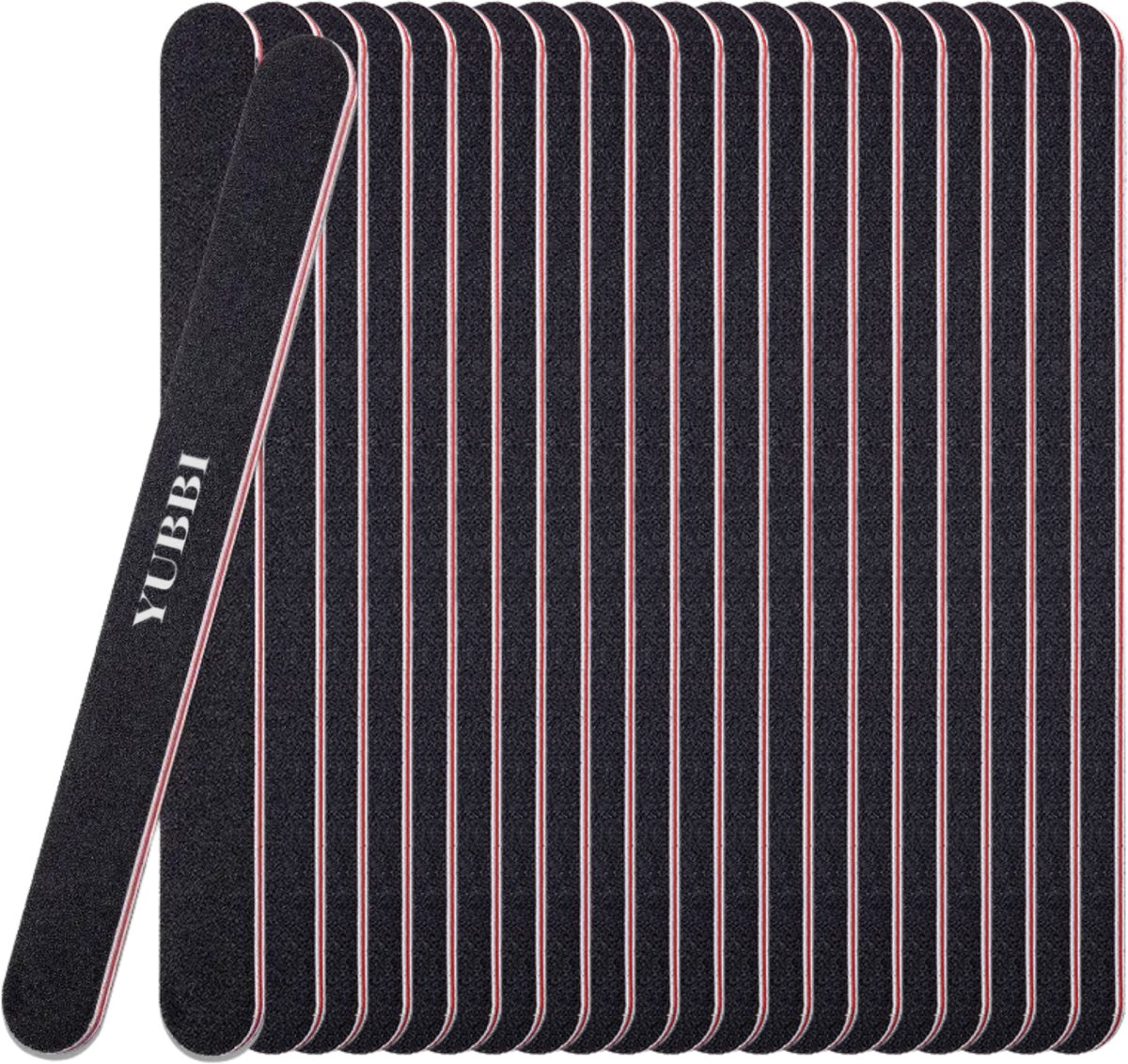 YUBBI 20 Stuks Dubbelzijdige Zebra Nagel Vijl - Manicure Set - Nagelverzorging - 100/180 grit - Zwart