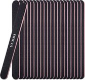 YUBBI 20 Stuks Dubbelzijdige Zebra Nagel Vijl - Manicure Set - Nagelverzorging - 100/180 grit - Zwart
