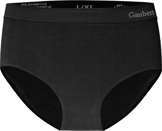 Slip midi noir Gaubert en bambou, avec logo sur la ceinture.