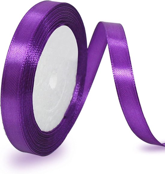 Ruban de satin violet 10 mm - 22 m - Ruban décoratif pour cadeaux - Ruban large en Tissus pour mariage, Doop , anniversaire