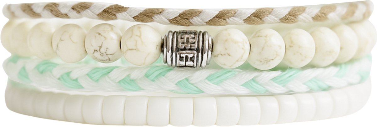 Azurro Luxano Heren Armbanden Set – Natuursteen & Kralen – Verstelbaar 19–24 cm – Mannen Armband Casual – Cadeau voor Mannen & Vaderdag – Mediterrane Stijl