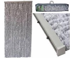 Kynast Kattenstaart Vliegengordijn - 90 x 220 cm - Grijs/Wit - Let op hoogte - meet uw kozijn op - Voorkom Retouren