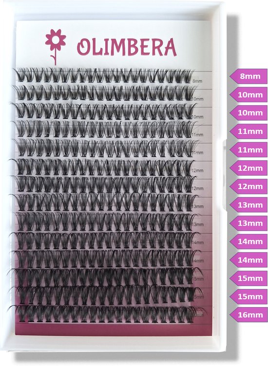 Wimpers individuels, 280 pièces, extensions de Wimpers à DIY, courbure D, 0,07 mm, 40D, tige large de 8 à 16 mm, Wimpers individuels à la maison (extensions de cils en grappe 40D – D, faux Wimpers)