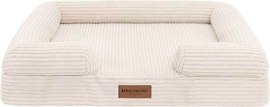 By Cee Cee Orthopedische Hondenmand – Orthopedisch Hondenkussen – Hondenbed – Ribstof - Voor Kleine Honden - Beige - 80x55cm - Juno