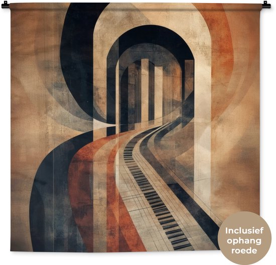 Wandkleed 120x120 cm - Wanddoek Piano - Toetsen - Abstract - Wandtapijt - Wandkleden