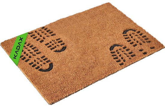 KADAX Deurmat, 60 x 40 cm, deurmat voor binnen en buiten, wasbare rubberen voetmat voor huisdeur, entree, vuilvangmat van rubber, schoonloopmat, deurmat, bruin