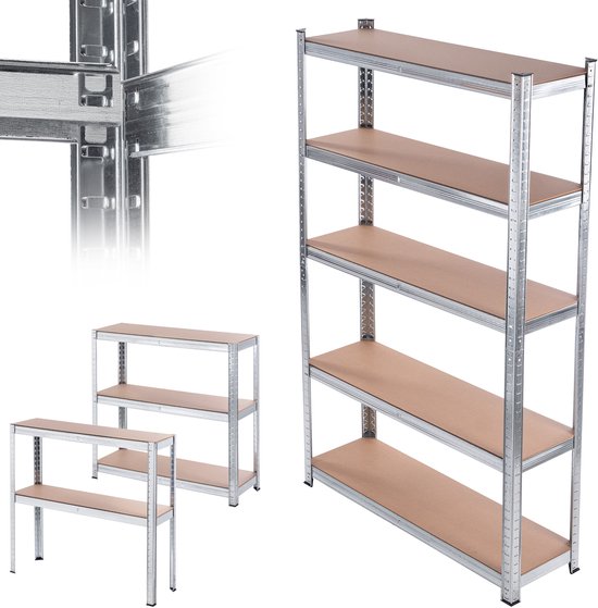 Zware lasten rek 350kg - Set van 2 - 180x75x30cm - 4260627421961 - Legplanken