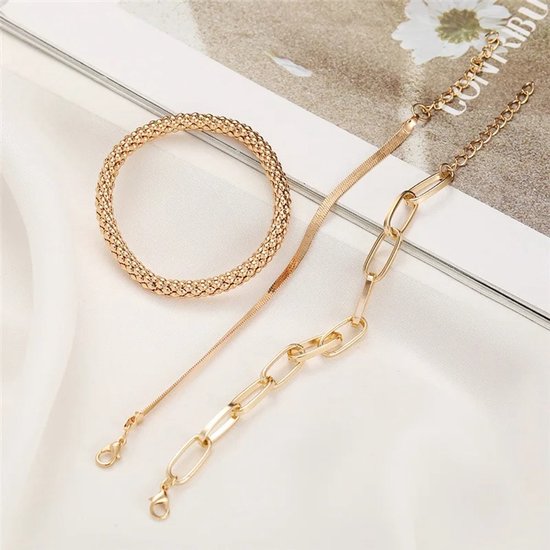 Bracelet Sorprese - Eleganza - Or - Acier Goud - Bracelet Femme - 3 Pièces - Modèle O