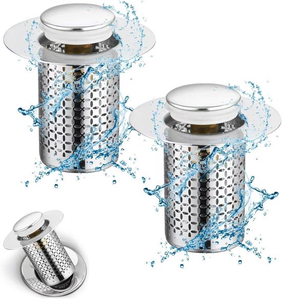 2 stuks wastafelstoppen voor badkamer, 34-40 mm, universele