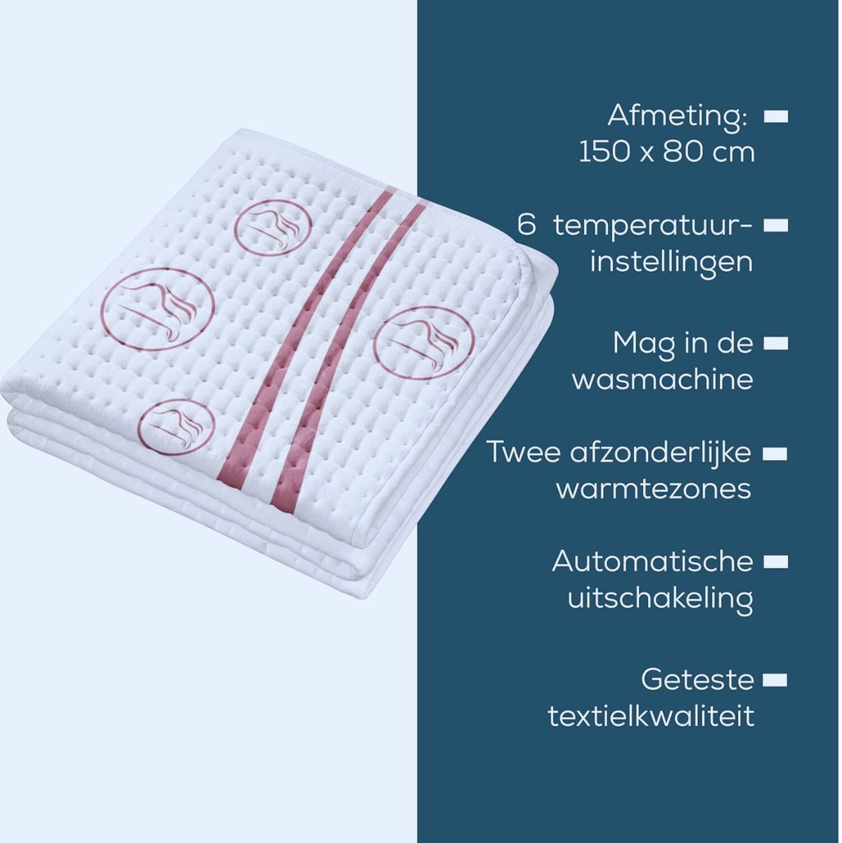 Thuys – Comfortabele Elektrische Onderdeken UB 90 – Met Twee Apart Instelbare Temperatuurzones