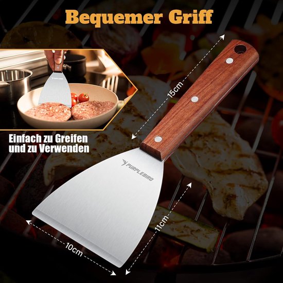 Déglon Grote schep - grill & plancha - roestvrij staal - 28x9 cm - zwart handvat