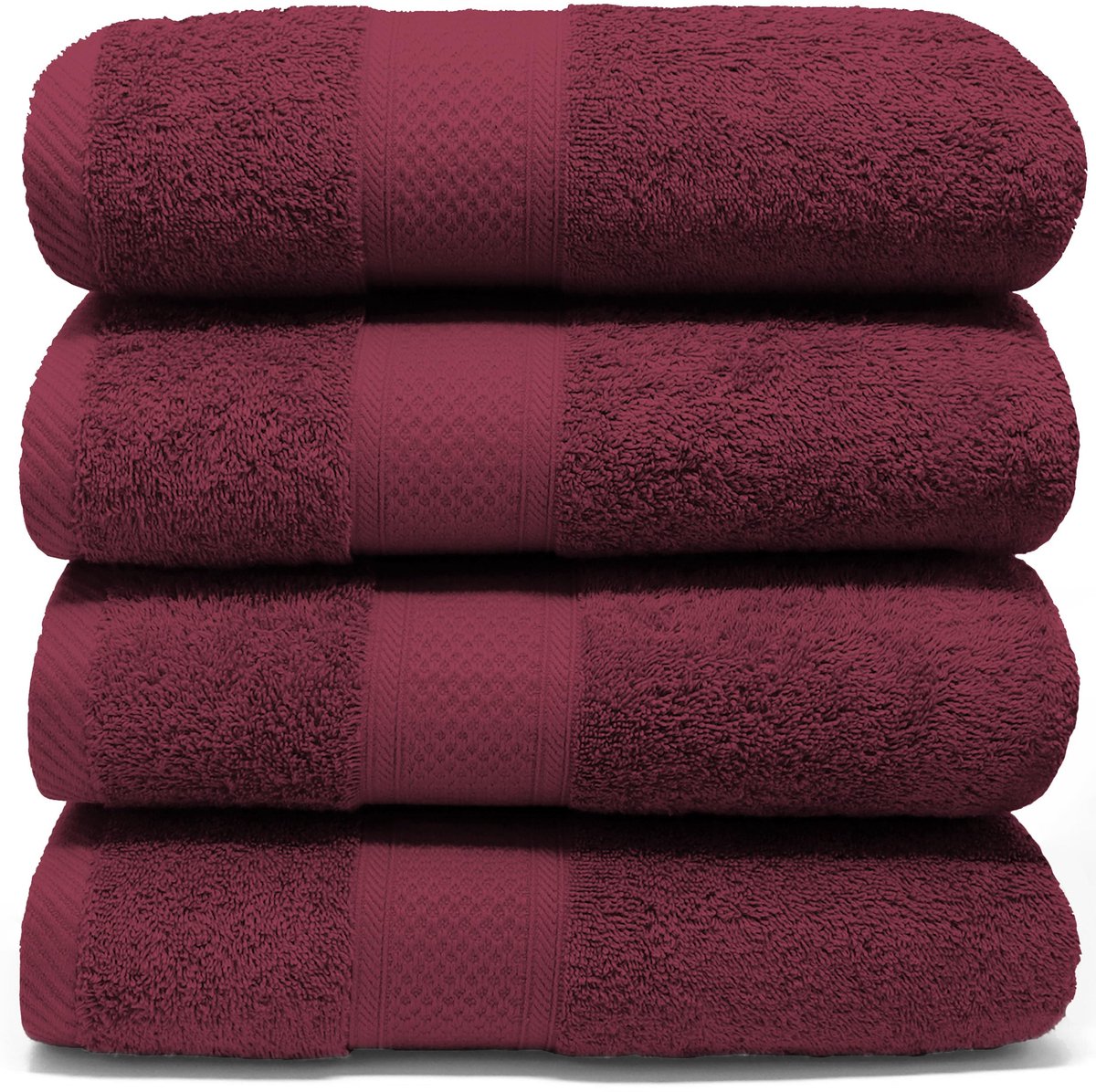 Ibenzoa® Luxueuze Set van Vier Hoogwaardige Katoenen Handdoeken voor Badkamer Comfort, 50 x 90 cm