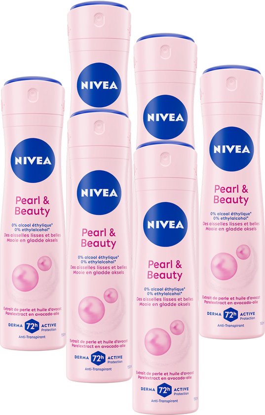 NIVEA Pearl & Beauty Spray Déodorant - 6 x 150 ml - Pack avantageux