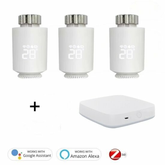Slimme WiFi Thermostaat Knoppen | Zigbee 3.0 Radiatorknop | LCD-display | Weekprogrammas | Open-raamdetectie | Spraakbediening | M30x1.5mm + adapters