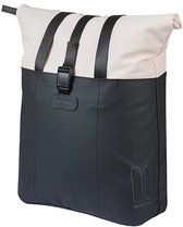 Basil Vive - Enkele fietstas - 15-20 Liter - Waterdicht - Reflectie details - Gerecycled materiaal - MIK Hooks - Incl. laptopvak - wit/zwart