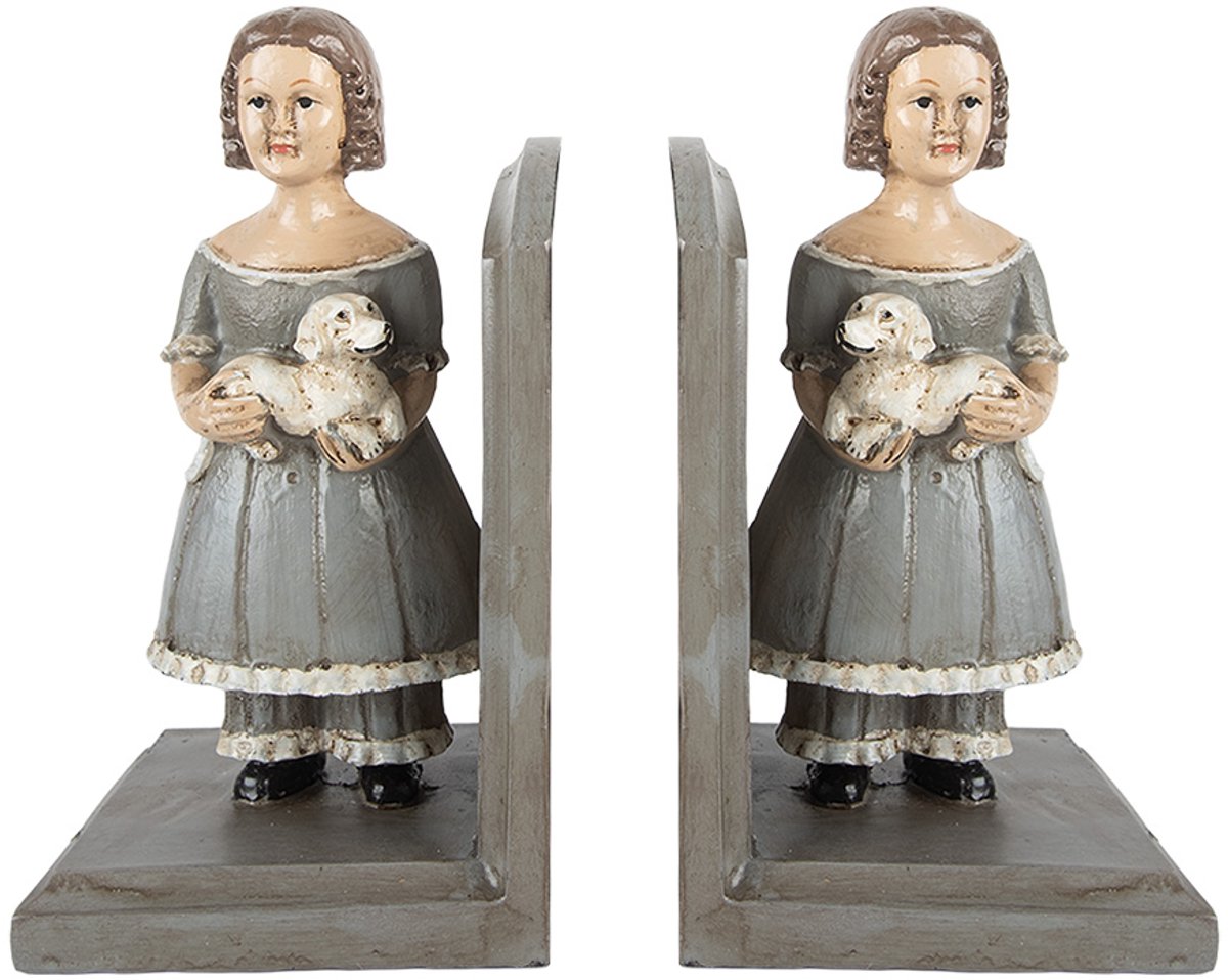 Boekensteunen Set van 2 23x11x22 cm Grijs Kunststof