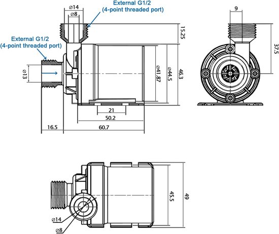 Mini IP68 800L/H Ultra Stille Waterdichte Borstelloze Motor Dompelbare Vijver Tank Fontein Waterpomp DC 12 V 19 W