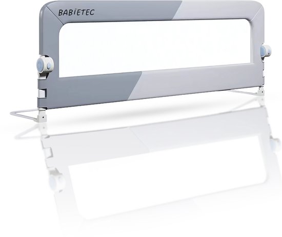 Babietec Bedhekje Verstelbaar Inklapbaar – Extra Lang 150cm – Bedrail – Boxspring – Uitvalbescherming – Bedrek - Donkergrijs