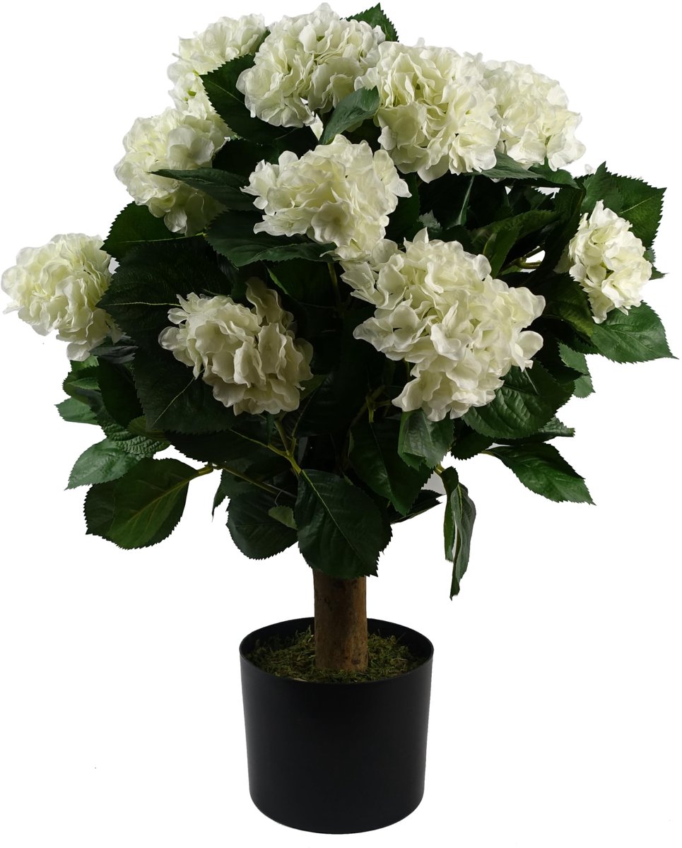Leaf Design UK Realistische kunstbloeiende boom, 70 cm, witte hortensia