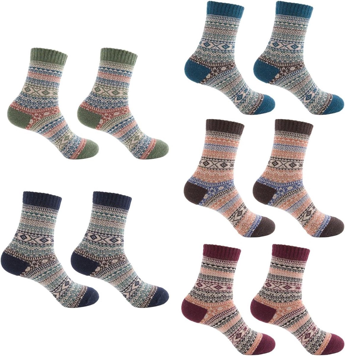 ByShane Warme en comfortabele sokken voor dames Meerkleurig Retro stijl Gebreid en ademend Ideale vakantiegeschenken One Warme wintersokken Any