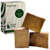 Green Fadel - Savon Aleppo - olive et 30% laurier - Savon d'Alep - 3 blocs - +/- 600 g - Incl. Sac à savon