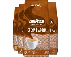 Grains de café Lavazza Crema e Aroma - Blend de Café Robusta et Arabica - Intensité 8/10 - 4 x 1 kg