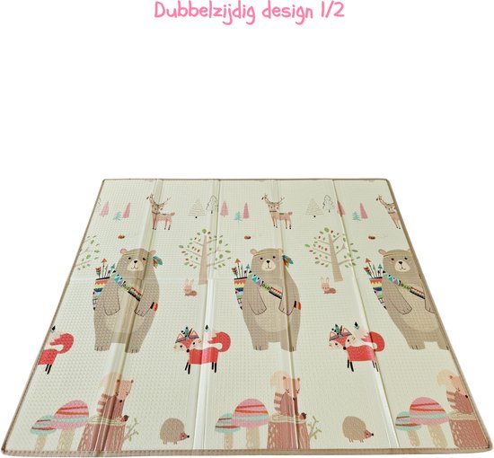 Baby dubbelzijdig speelkleed 180*200*1,5cm - extra breed - lichtgewicht foam - opvouwbaar- dubbelzijdig speelkleed - met luxe afwerking - en met opbergtas