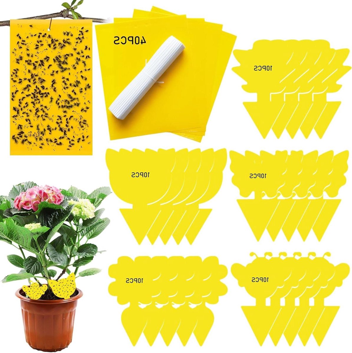 ByShane - Gele Stickers - 50 stuks - Bestrijding Begrafenisvliegen - Kleverige Insectenvallen - Gele Pluggen - Kleverige Papier voor Kruipers - Lijmval voor Ongediertebestrijding bij Kamerplanten