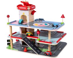 Dastium Kids Parkeergararage - Speelgoed - Autogarage met werkende lift - Houten Parkeergarage inclusief Accessoires - Speelgoedgarage van FSC Hout