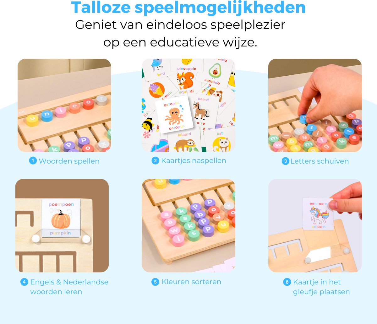 Mauzek® Spellingbord - Montessori speelgoed - Leren lezen - Houten speelgoed - Letters leren - Alfabet leren - Spellen - Educatief speelgoed - Sensorisch - Peuter speelgoed - Kleuter - Jongens - Meisjes - 3 jaar - 4 jaar - 5 jaar - 6 jaar - 7 jaar — afbeelding 3