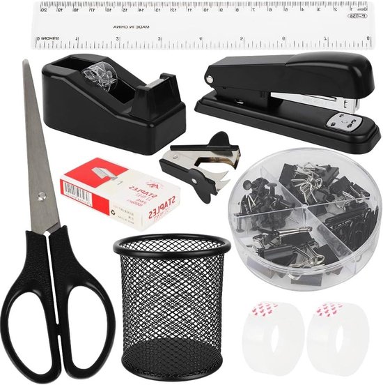 DaizySight Leuke bureaudecoratieset voor dames, roségoud, met nietmachine, tape-dispenser, nietmachineverwijderaars, ijzeren torenschaar, esthetische schoolbenodigdheden voor meisjes