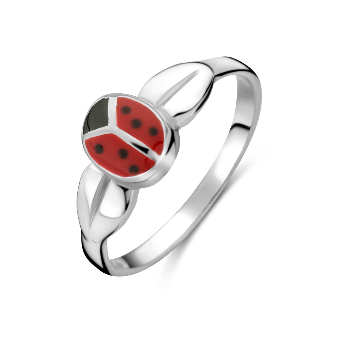 ring lieveheersbeestje zilver wit 1021826