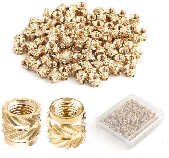 TDUNSYA 100 Stück Gewindeeinsatz M4, M4×6×6 Einpressmuttern, Messing Einschmelzgewinde, Gewindeeinsatz 3d Druck, Threaded Inserts Für 3D Druckkomponenten Und Kunststoffteile