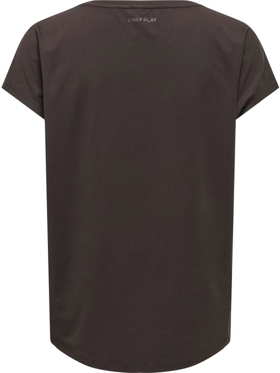 Donkerbruin, kort mouwen t-shirt met ronde hals en 'ONLY PLAY' logo op de rug.