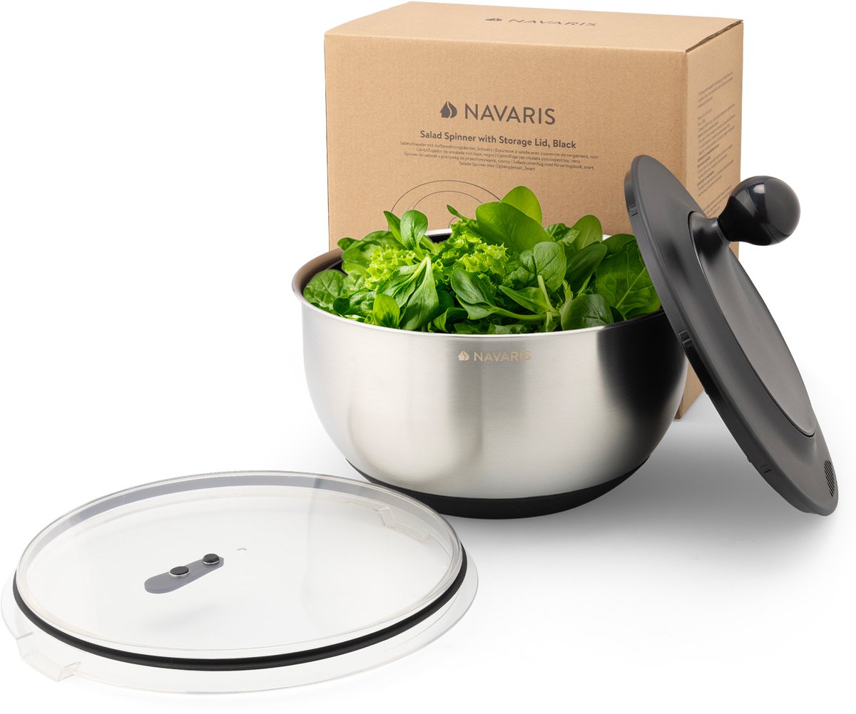 Essoreuse à Salade En Inox 304 Nestware - Capacité 5 L, Base Antidérapante - Pour Laitue, Fruits, Légumes
