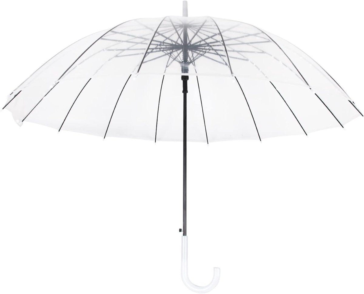 ByShane - Transparante bruiloft paraplu XXL, extra groot formaat 120 x 97 cm, praktisch openingsmechanisme en ergonomische handgreep PVC wit - 1 stuk. Perfect voor regenachtige bruiloften.