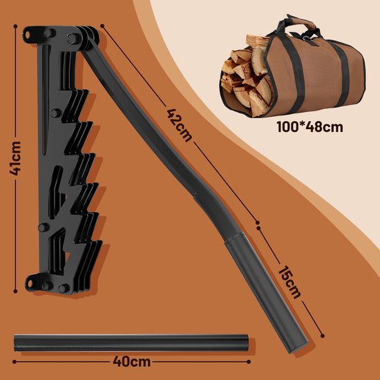 Houtklover, Houtsplijter, Houtkliever, Houtklover Wandmodel, Houtklover Muur, Kloofwig, Splijtwig, Houtklover voor aanmaakhout Zwart met verlengde handgreep — afbeelding 5