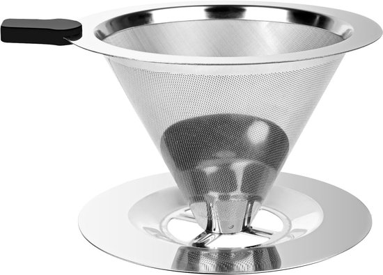 Apace Living Koffie Druppelaar – Brede Metalen Basis Herbruikbaar Roestvrijstalen Koffiefilter – Perfect voor Chemex Bodum & Andere Koffiezetters – Papierloos Filter voor Duurzaam Koffiezetten