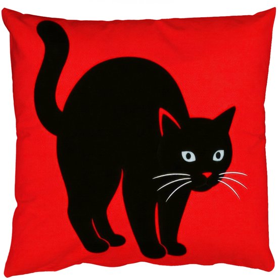 Coussins Coussins décoratifs - Oreillers de salon - 50x50 cm - Chat - Zwart - Staart