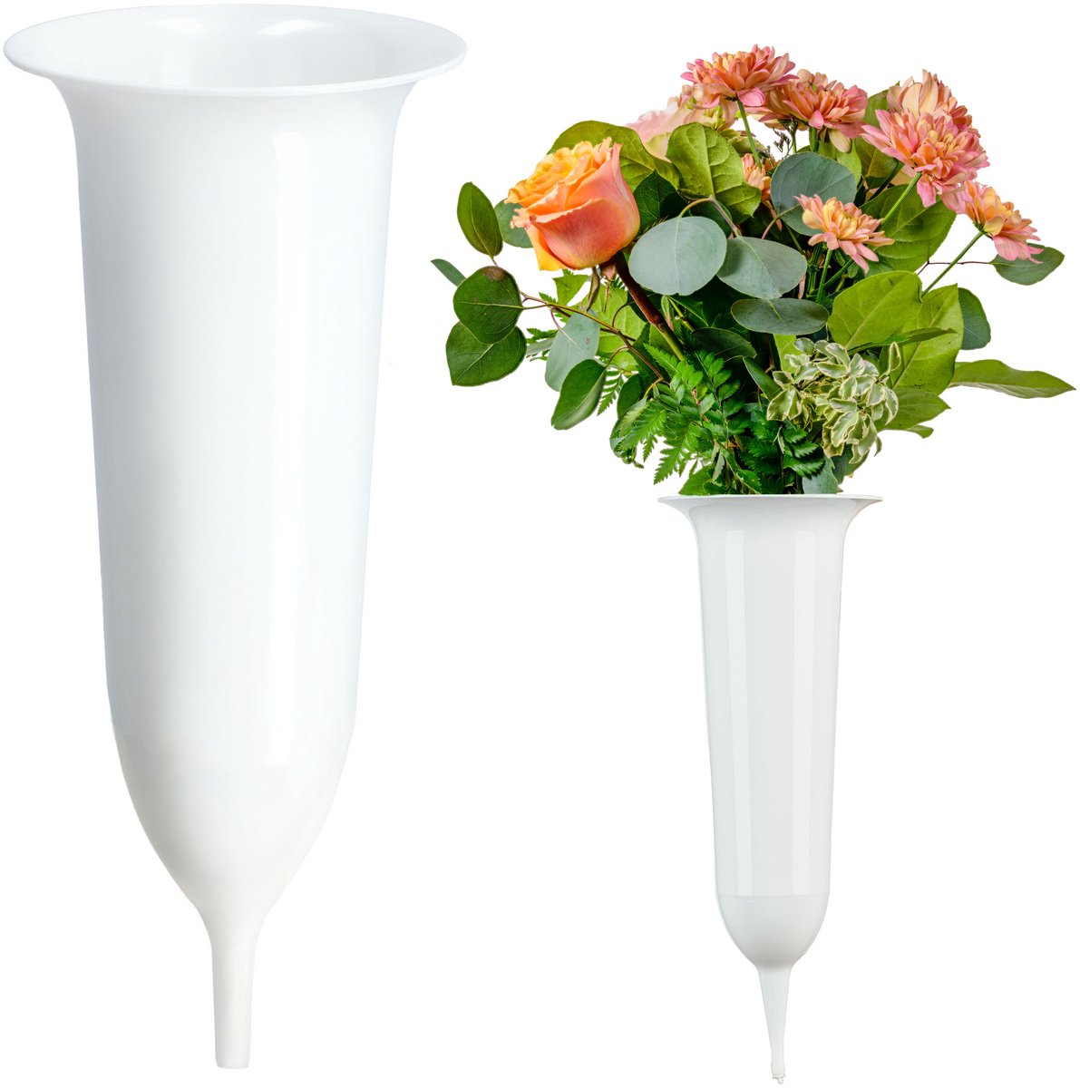 KADAX Grafvaas van Kunststof - Weerbestendige en Vorstbestendige Bloemenvaas voor Begraafplaats, Steekvaas voor Graf, Grafdecoratie (13,5 cm)