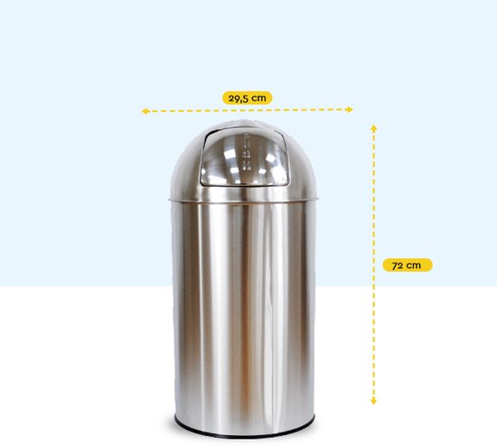 BRASQ Push Bin Prullenbak PB230 RVS 30 ltr kopen