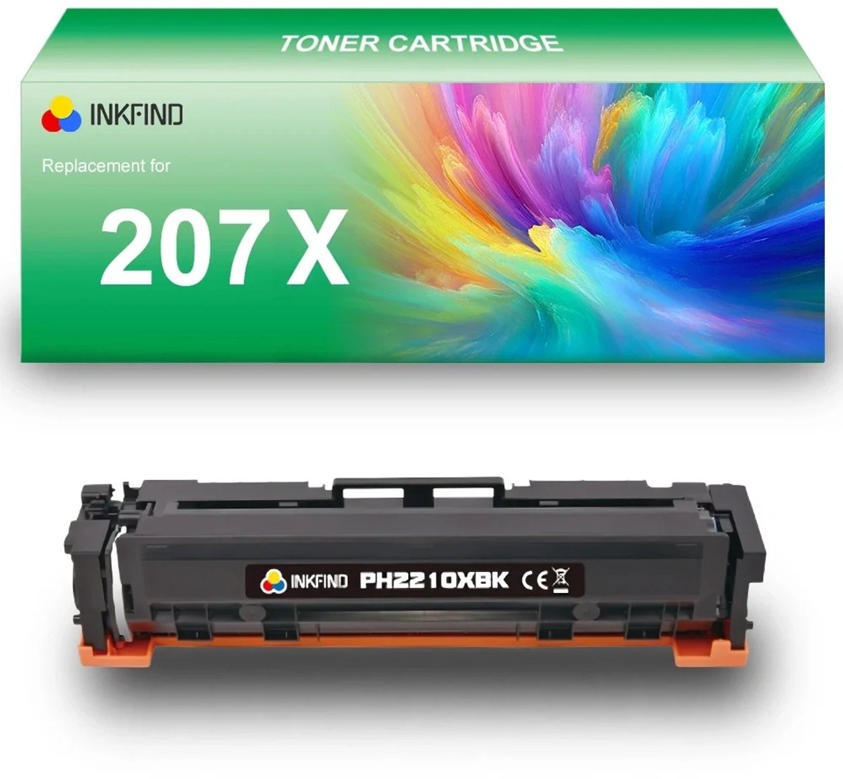 INKFIND 207X (W2210X) Zwart tonercartridge compatibel met HP 207X (W2210X) Zwart toner cartridge - 1-pack Zwart